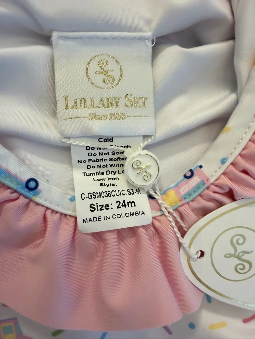 Lullaby Set Pink Ruffle & Bow Ice Cream Print One-Piece Swimsuit 24M NWT!